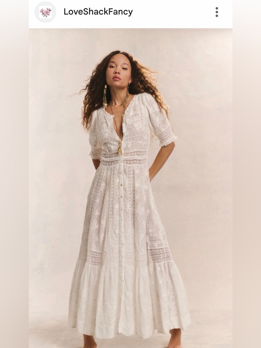 LoveShackFancy Ivory Lace Maxi Dress - Picture 2 of 5